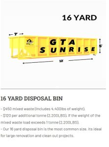 16 yard disposal bin rental