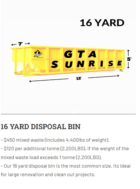 16 yard disposal bin rental