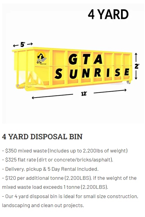 4 yard disposal bin rental
