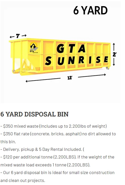 6 yard disposal bin rental