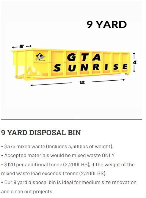 9 yard disposal bin rental